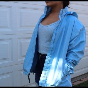 Baby blue rain coat